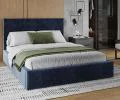 Čalouněná postel PASADENA PARIS 160x200 s kovovým roštem TMAVĚ MODRÁ