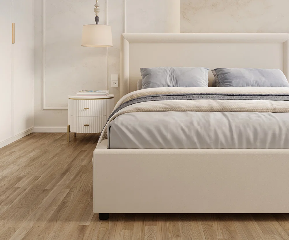 Čalouněná postel NOBILE 90x200 Krémová Paris s úložným prostorem kovový rošt