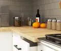 Kuchyňská sestava OLIVIA – 1,8 m | Beton / Bílá / Dub Sonoma
