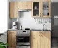 Kuchyňská sestava LIMA 1,8m s vitrínou 720cm Dub Sonoma / Bílá