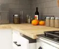 Kuchyňská linka OLIVIA 1,8m s vitrínou | Bílá / Dub Sonoma