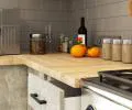 Kuchyňská rohová sestava OLIVIA – 3 m | Bílá / Beton / Dub Sonoma