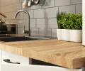 Kuchyňská rohová sestava OLIVIA – 3 m | Beton / Bílá / Dub Sonoma