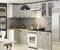 Kuchyňská rohová sestava s vitrínou OLIVIA – 3 m | Beton / Dub Sonoma H720