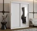 Šatní skřín s posuvnými dveřmi a zrcadlem ULTRA 150cm bílá