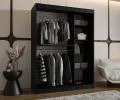Šatní skřín s posuvnými dveřmi a zrcadlem ULTRA 150cm černá