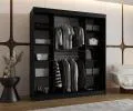 Šatní skřín s posuvnými dveřmi a zrcadlem ULTRA 180cm černá
