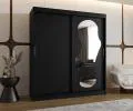 Šatní skřín s posuvnými dveřmi a zrcadlem ULTRA 180cm černá