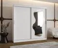 Šatní skřín s posuvnými dveřmi a zrcadlem ULTRA 200cm bílá