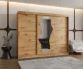 Šatní skřín s posuvnými dveřmi a zrcadlem ULTRA 250cm artisan