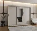 Šatní skřín s posuvnými dveřmi a zrcadlem ULTRA 250cm kašmírová