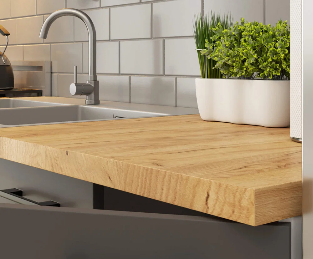 Kuchyňská skříňka OLIVIA – 80 cm | Bílá / Šedý grafit / Dub Craft