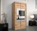 Šatní skřín s posuvnými dveřmi a zrcadlem TORINO 100cm artisan