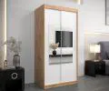 Šatní skřín s posuvnými dveřmi a zrcadlem TORINO 100cm artisan / bílá