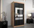 Šatní skřín s posuvnými dveřmi a zrcadlem TORINO 100cm artisan / černá