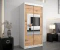 Šatní skřín s posuvnými dveřmi a zrcadlem TORINO 100cm bílá / artisan