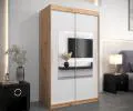 Šatní skřín s posuvnými dveřmi a zrcadlem TORINO 120cm artisan / bílá