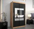 Šatní skřín s posuvnými dveřmi a zrcadlem TORINO 120cm artisan / černá