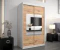 Šatní skřín s posuvnými dveřmi a zrcadlem TORINO 120cm bílá / artisan