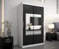 Šatní skřín s posuvnými dveřmi a zrcadlem TORINO 120cm bílá / černá