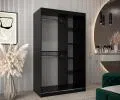 Šatní skřín s posuvnými dveřmi a zrcadlem TORINO 120cm černá / artisan