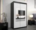 Šatní skřín s posuvnými dveřmi a zrcadlem TORINO 120cm černá / bílá