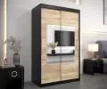 Šatní skřín s posuvnými dveřmi a zrcadlem TORINO 120cm černá / sonoma