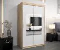 Šatní skřín s posuvnými dveřmi a zrcadlem TORINO 120cm sonoma / bílá