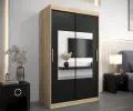 Šatní skřín s posuvnými dveřmi a zrcadlem TORINO 120cm sonoma / černá