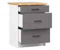 Kuchyňská skříňka OLIVIA, 3 zásuvky – 60 cm | Bílá / Šedý grafit / Dub Craft