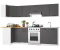 Kuchyňská skříňka OLIVIA, 3 zásuvky – 60 cm | Bílá / Šedý grafit / Dub Craft