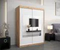 Šatní skřín s posuvnými dveřmi a zrcadlem TORINO 150cm artisan / bílá