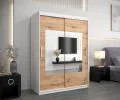 Šatní skřín s posuvnými dveřmi a zrcadlem TORINO 150cm bílá / artisan