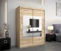 Šatní skřín s posuvnými dveřmi a zrcadlem TORINO 150cm sonoma