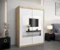 Šatní skřín s posuvnými dveřmi a zrcadlem TORINO 150cm sonoma / bílá