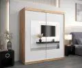 Šatní skřín s posuvnými dveřmi a zrcadlem TORINO 180cm artisan / bílá