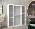 Šatní skřín s posuvnými dveřmi a zrcadlem TORINO 180cm bílá / černá