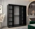 Šatní skřín s posuvnými dveřmi a zrcadlem TORINO 180cm černá
