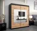 Šatní skřín s posuvnými dveřmi a zrcadlem TORINO 180cm černá / artisan