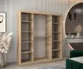 Šatní skřín s posuvnými dveřmi a zrcadlem TORINO 180cm sonoma