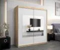 Šatní skřín s posuvnými dveřmi a zrcadlem TORINO 180cm sonoma / bílá
