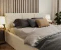 Čalouněná postel FRESIA 180x200 s kovovým zdvižným roštem KRÉM SZTRUKS