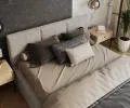 Čalouněná postel FRESIA 180x200 s kovovým zdvižným roštem ŠEDÁ SZTRUKS