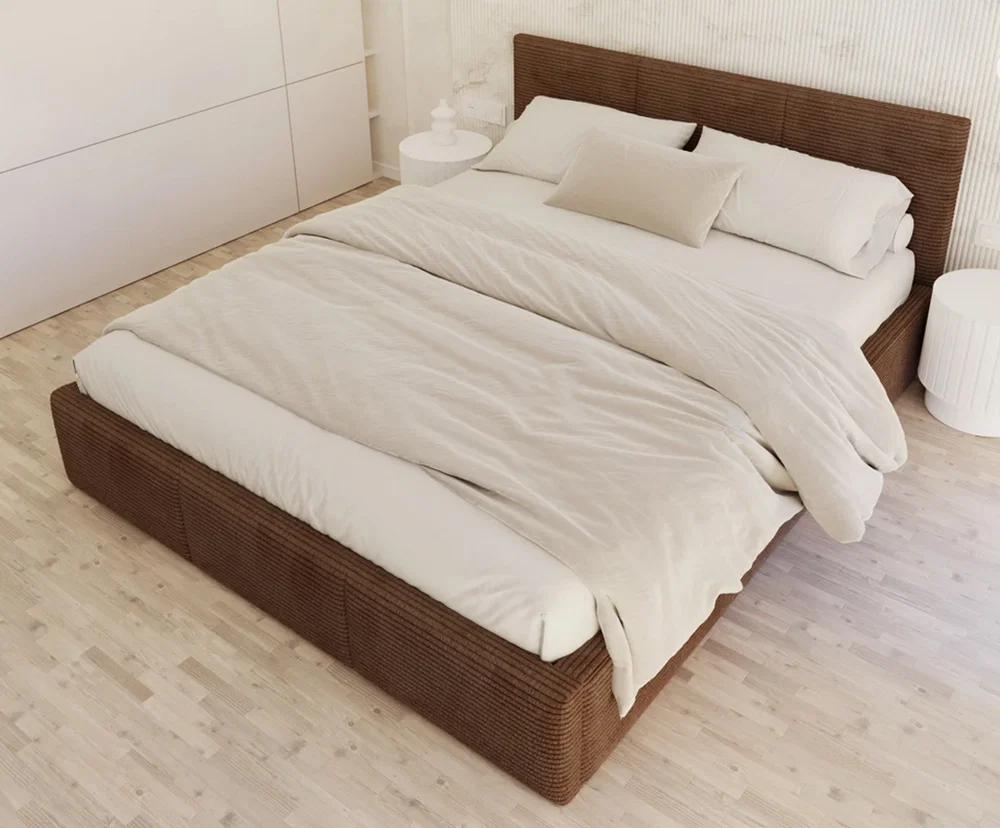 Čalouněná postel FRESIA 90x200 s kovovým zdvižným roštem HNĚDÁ SZTRUKS
