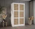 Šatní skříň s posuvnými dveřmi s vídeňským výpletem – 100 cm, BÍLÁ