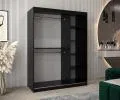 Šatní skříň s posuvnými dveřmi s vídeňským výpletem – 150 cm, ČERNÁ