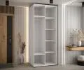 Šatní skříň s posuvnými dveřmi a zrcadlem DAVOS 100cm | Bílá / DUB Artisan / černé pojezdy
