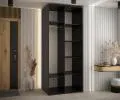 Šatní skříň s posuvnými dveřmi a zrcadlem DAVOS 100cm | Černá / DUB Artisan / stříbrné