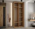 Šatní skříň s posuvnými dveřmi a zrcadlem DAVOS 120cm | DUB Artisan / bílá / černé pojezdy