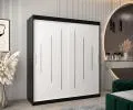Šatní skříň s posuvnými dveřmi YORK - 180x200cm -Černá-Bílá-